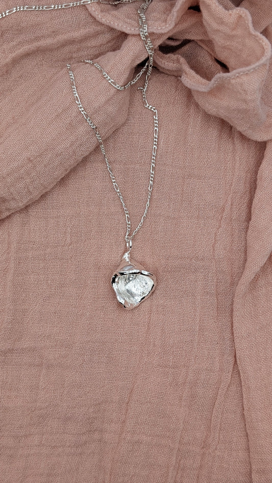 November Drop - Water Cast Sterling Silver Pendant #2