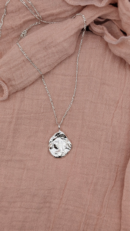 November Drop - Water Cast Sterling Silver Pendant #3