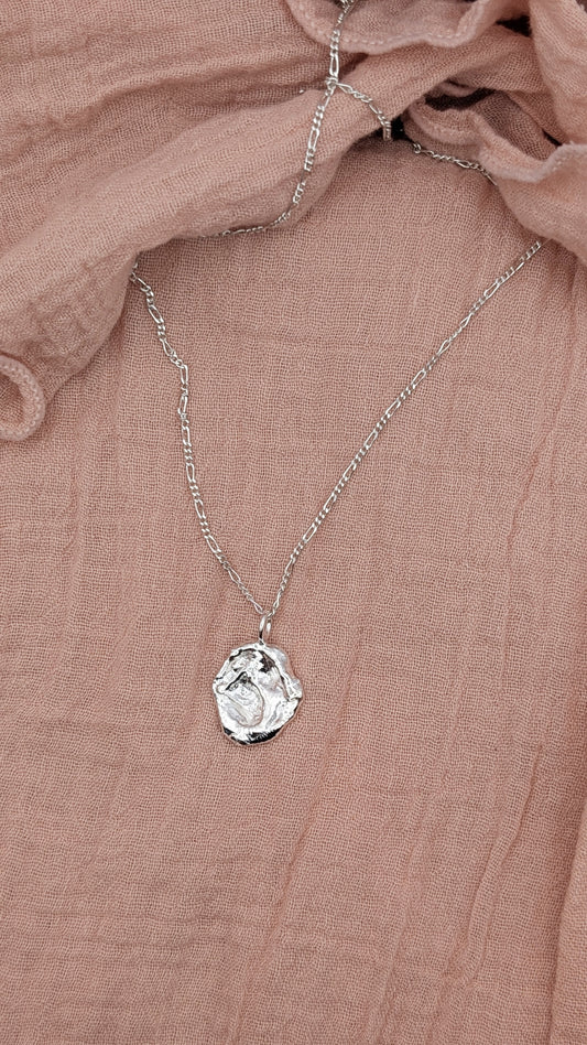 November Drop - Water Cast Sterling Silver Pendant #4