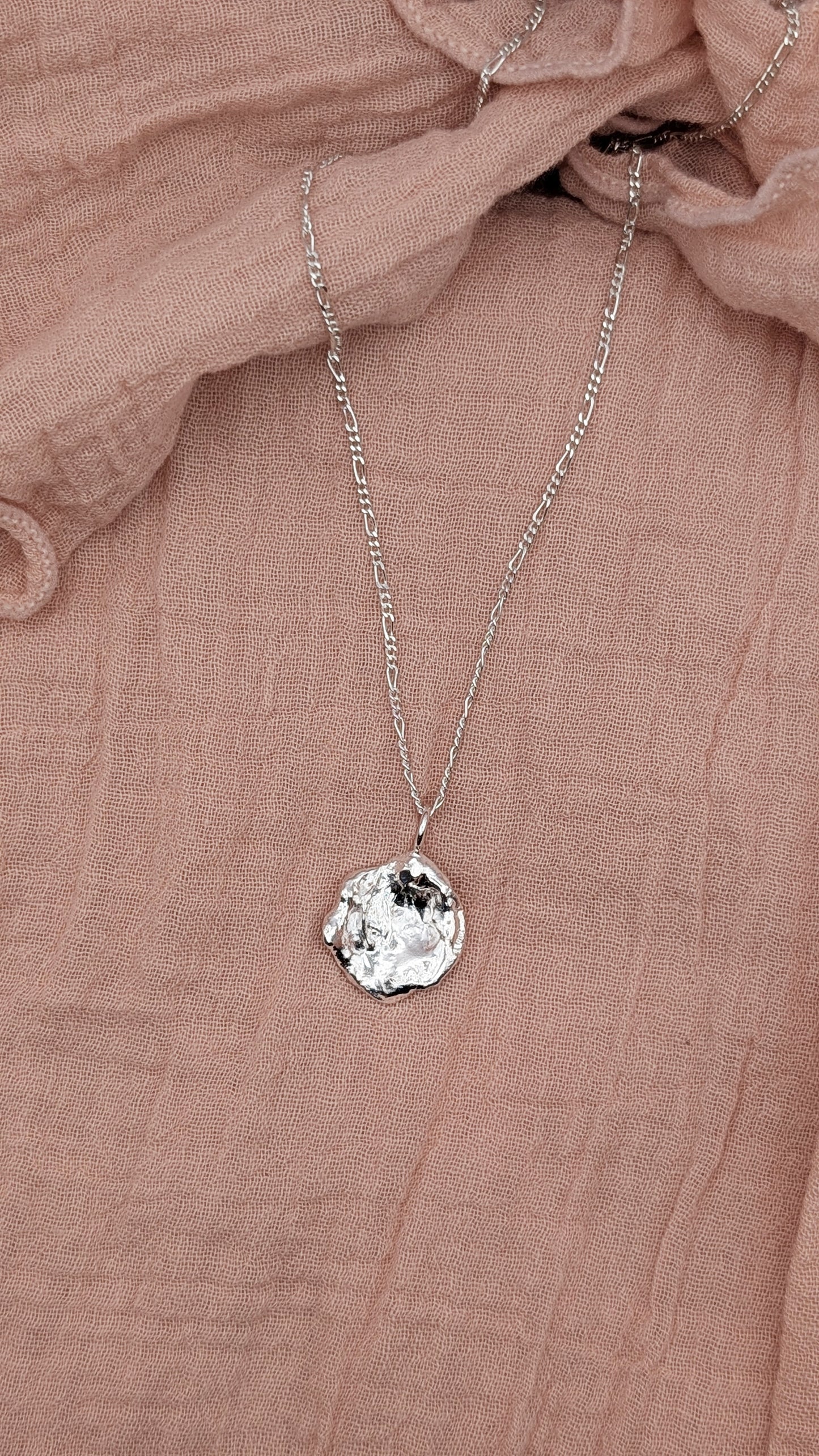 November Drop - Water Cast Sterling Silver Pendant #5