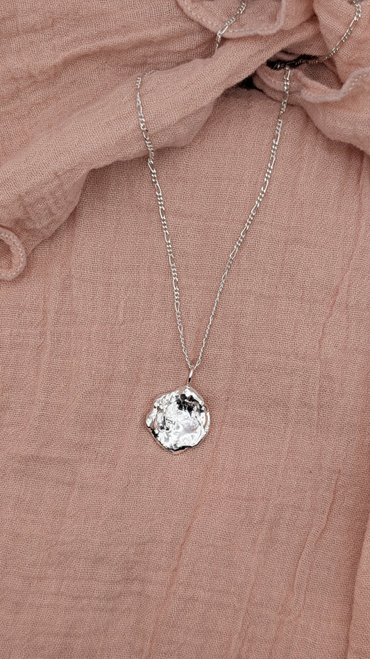 November Drop - Water Cast Sterling Silver Pendant #5