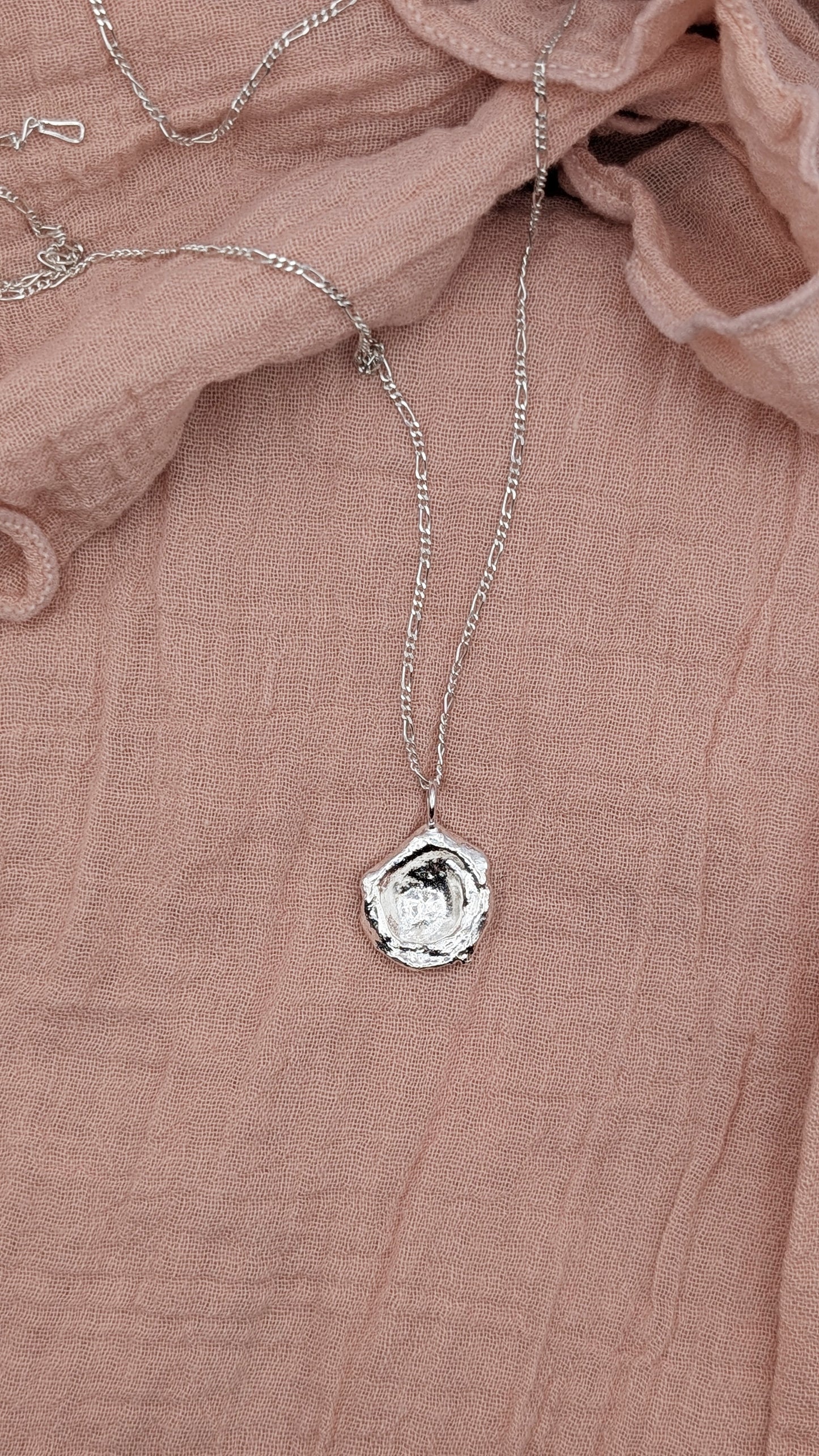 November Drop - Water Cast Sterling Silver Pendant #6