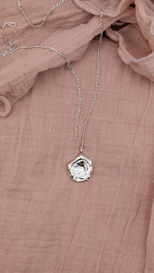 November Drop - Water Cast Sterling Silver Pendant #6