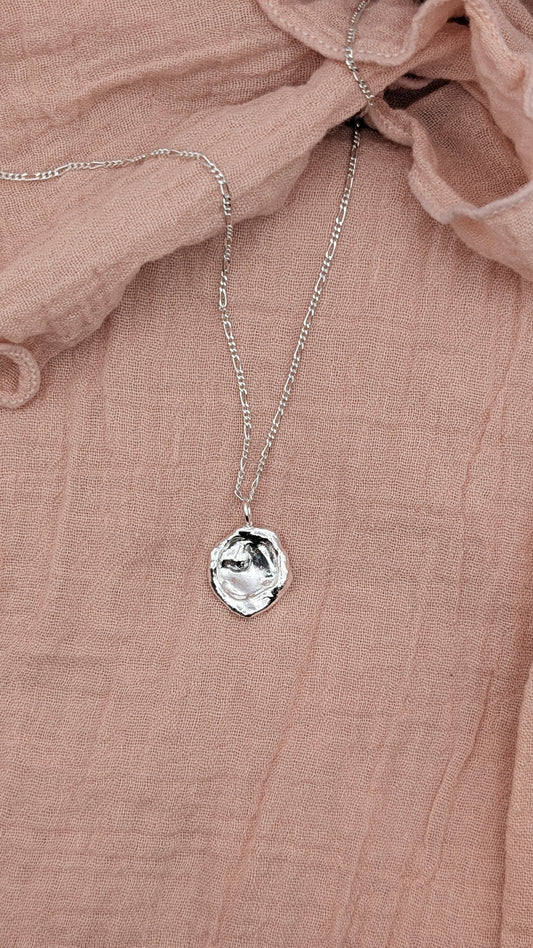 November Drop - Water Cast Sterling Silver Pendant #7