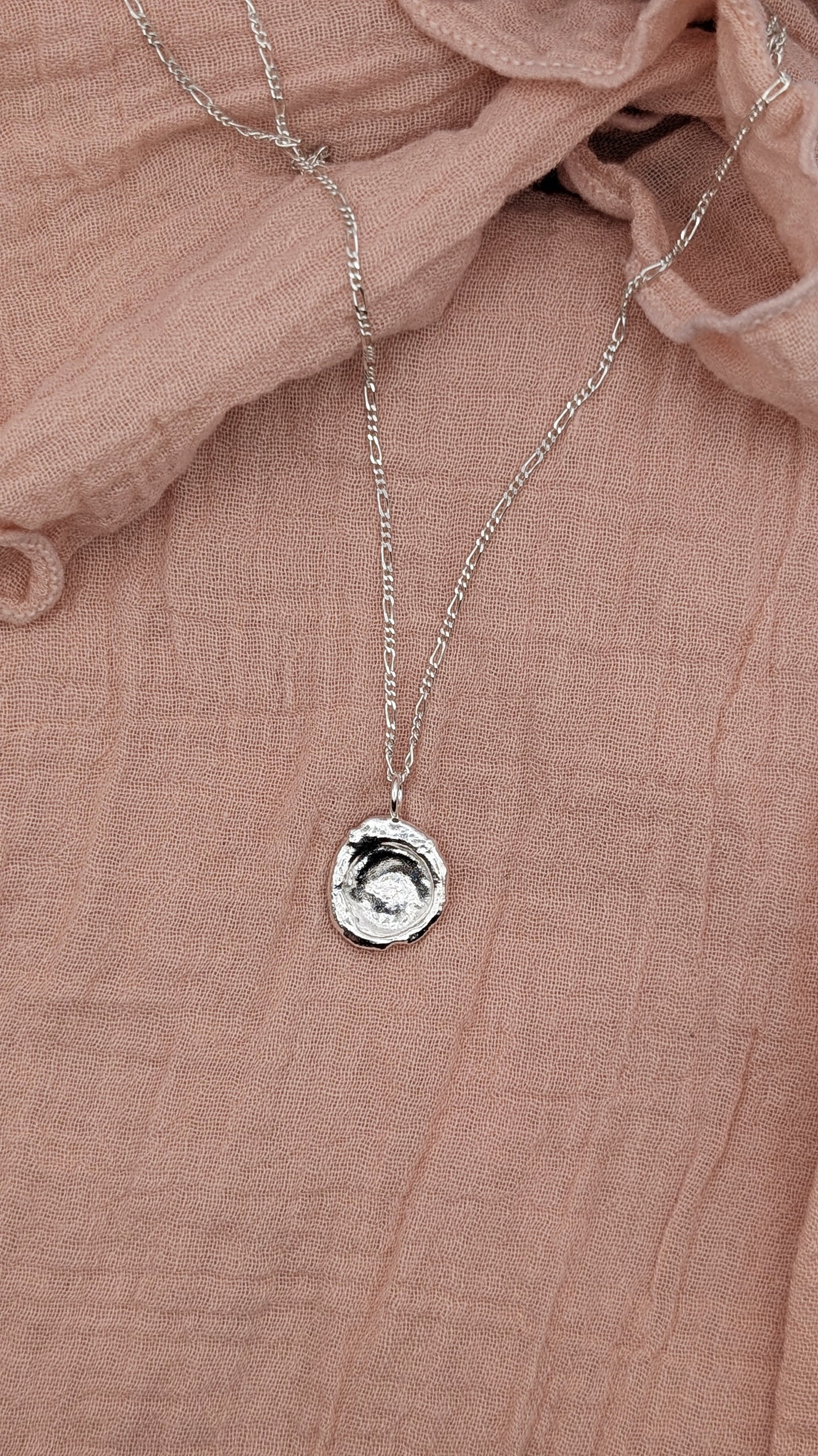 November Drop - Water Cast Sterling Silver Pendant #8