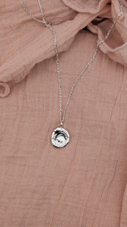 November Drop - Water Cast Sterling Silver Pendant #8