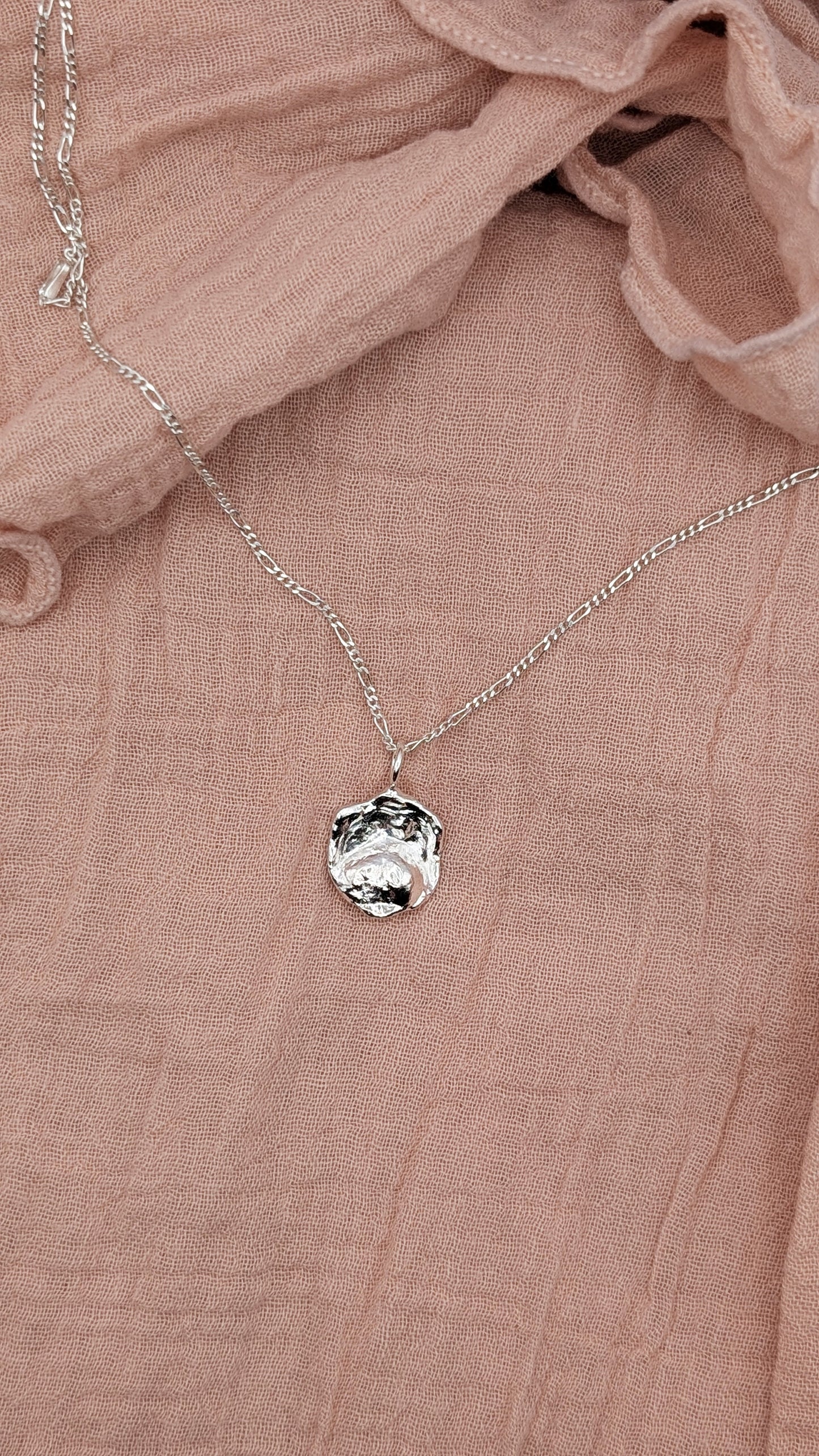 November Drop - Water Cast Sterling Silver Pendant #9