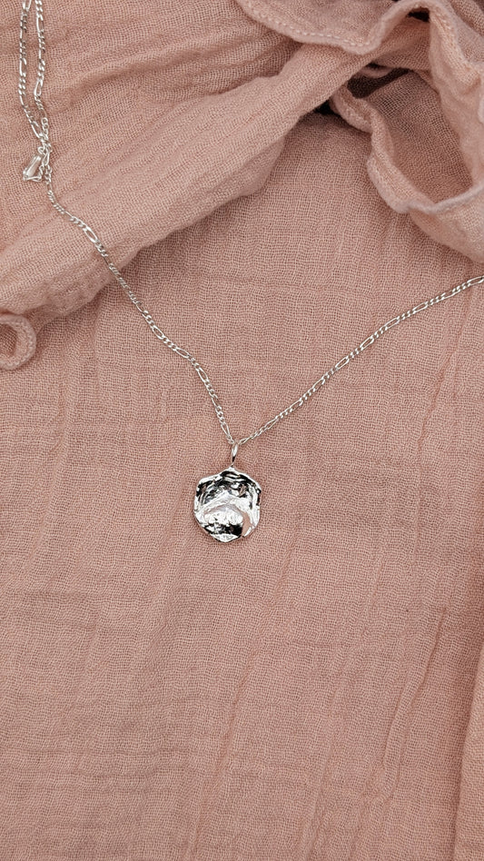 November Drop - Water Cast Sterling Silver Pendant #9