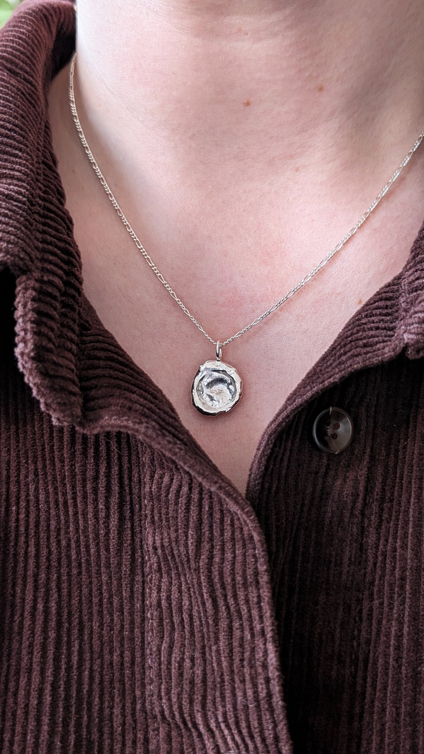 November Drop - Water Cast Sterling Silver Pendant #8