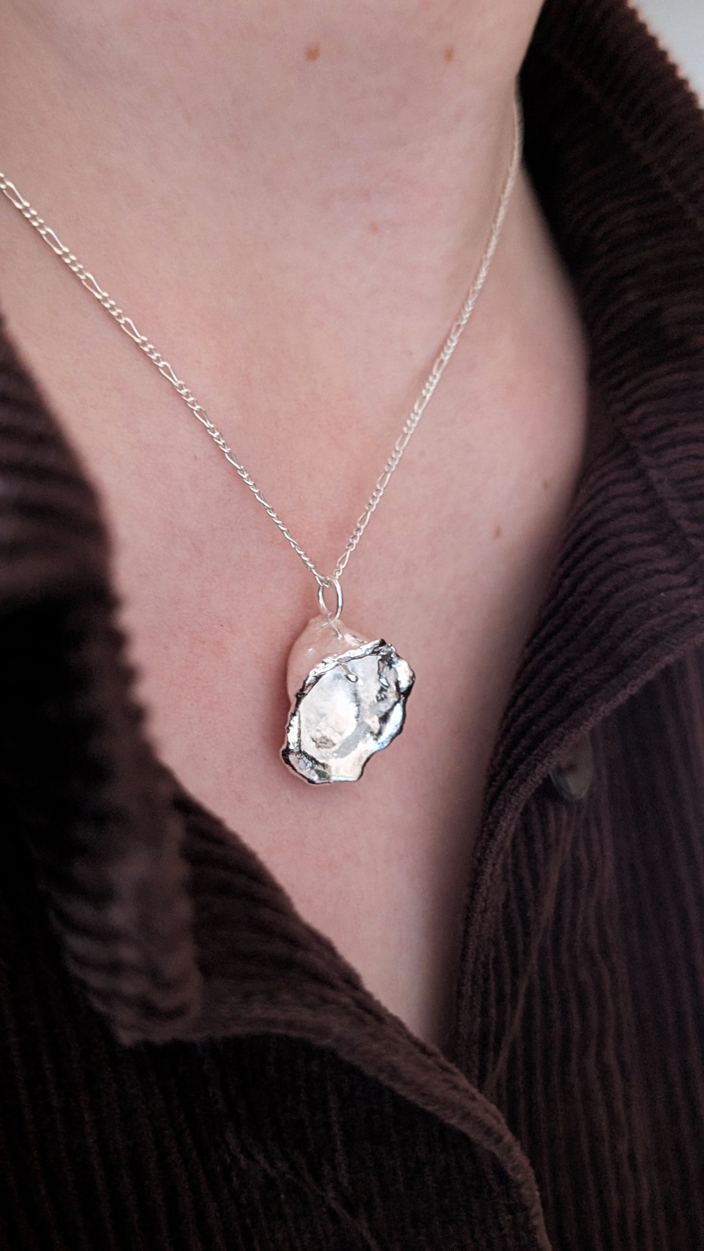 November Drop - Water Cast Sterling Silver Pendant #1