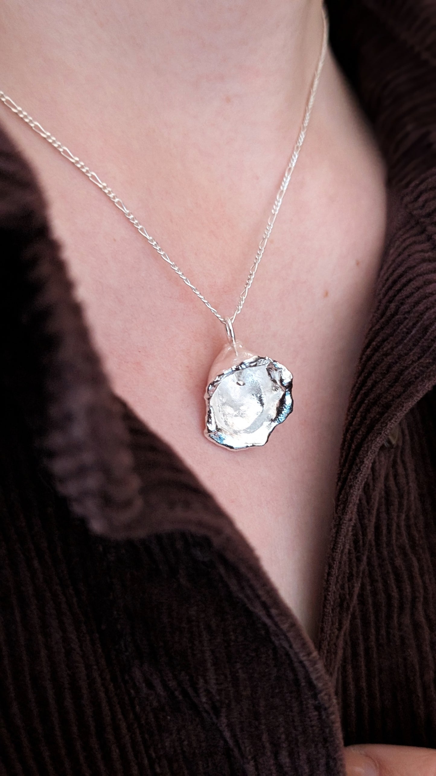 November Drop - Water Cast Sterling Silver Pendant #1