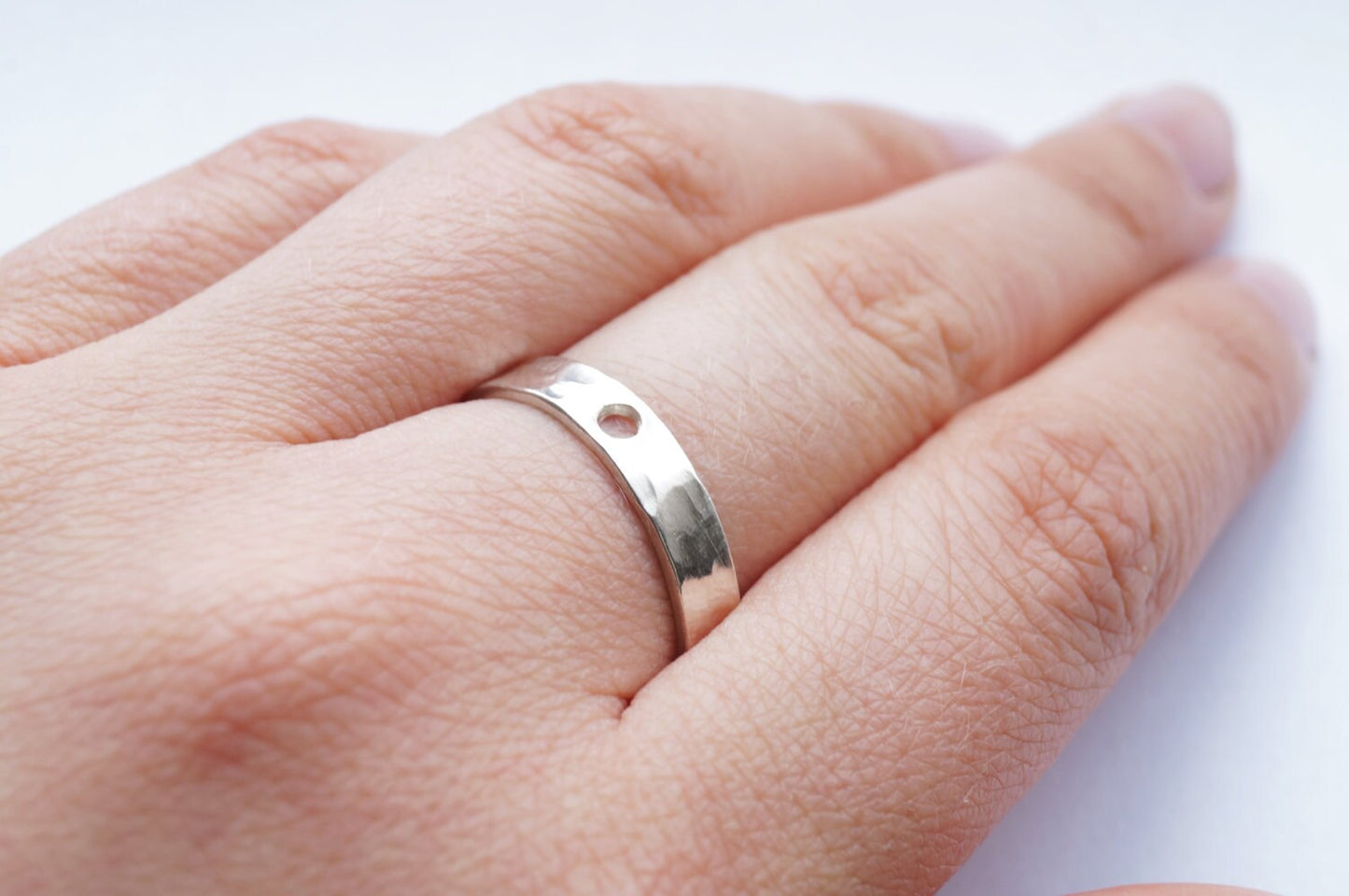 Recycled Silver Hollow Moon Statement Ring