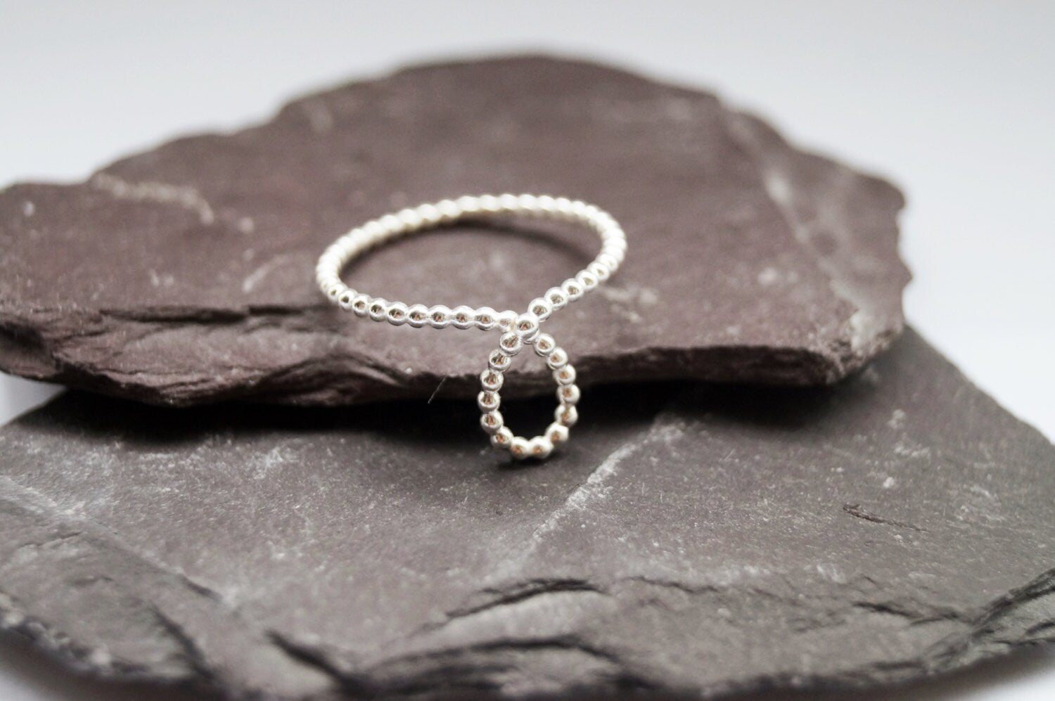 Recycled Looped Beaded Band Sterling Silver Ring
