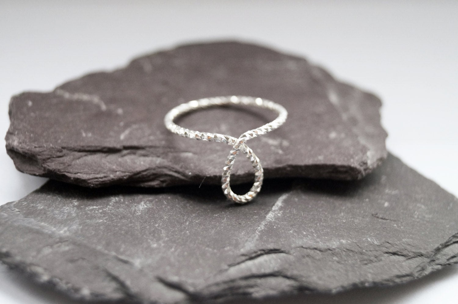 Looped Weaved Stacking Band Sterling Silver Ring