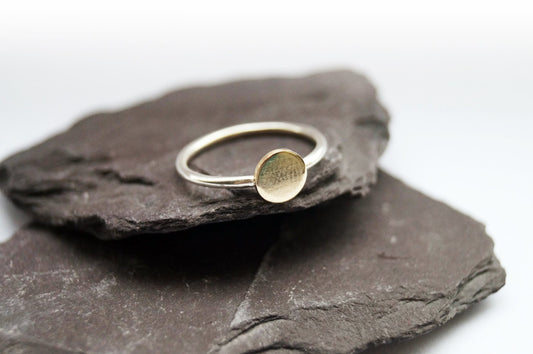 Recycled Sterling Silver & 9ct Gold Sun Disc Ring
