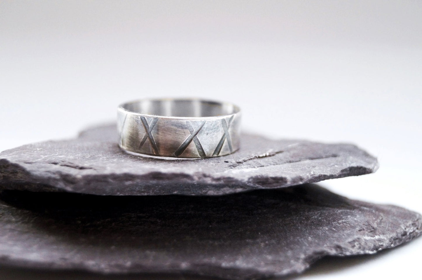 Recycled Sterling Silver Gebo Textured Rune Ring