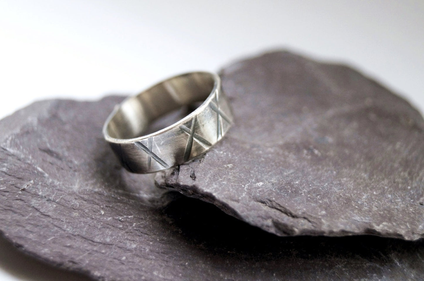 Recycled Sterling Silver Gebo Textured Rune Ring