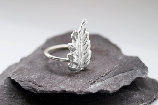 Recycled Sterling Silver Autumn Leaf Ring