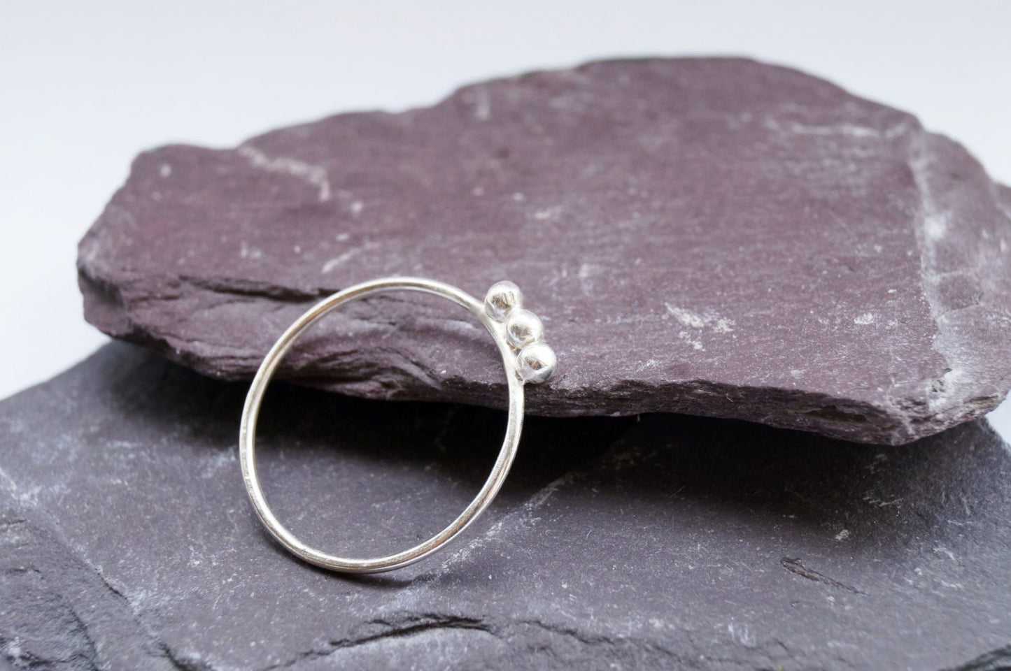 Three Skinny Spheres Sterling Silver Ring