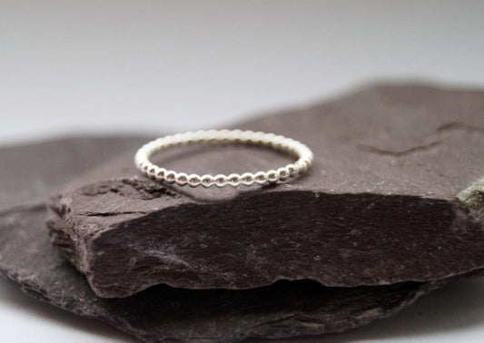 Beaded Band Recycled Sterling Silver Stacking Ring ~ stackable, textured ring, statement, modern, minimal, gifts for her, birthday