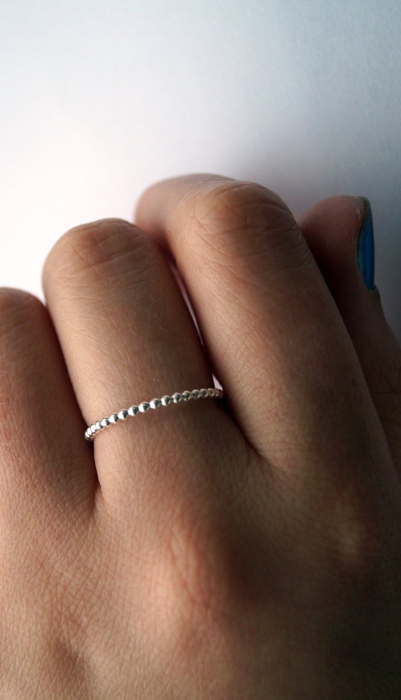 Beaded Band Recycled Sterling Silver Stacking Ring