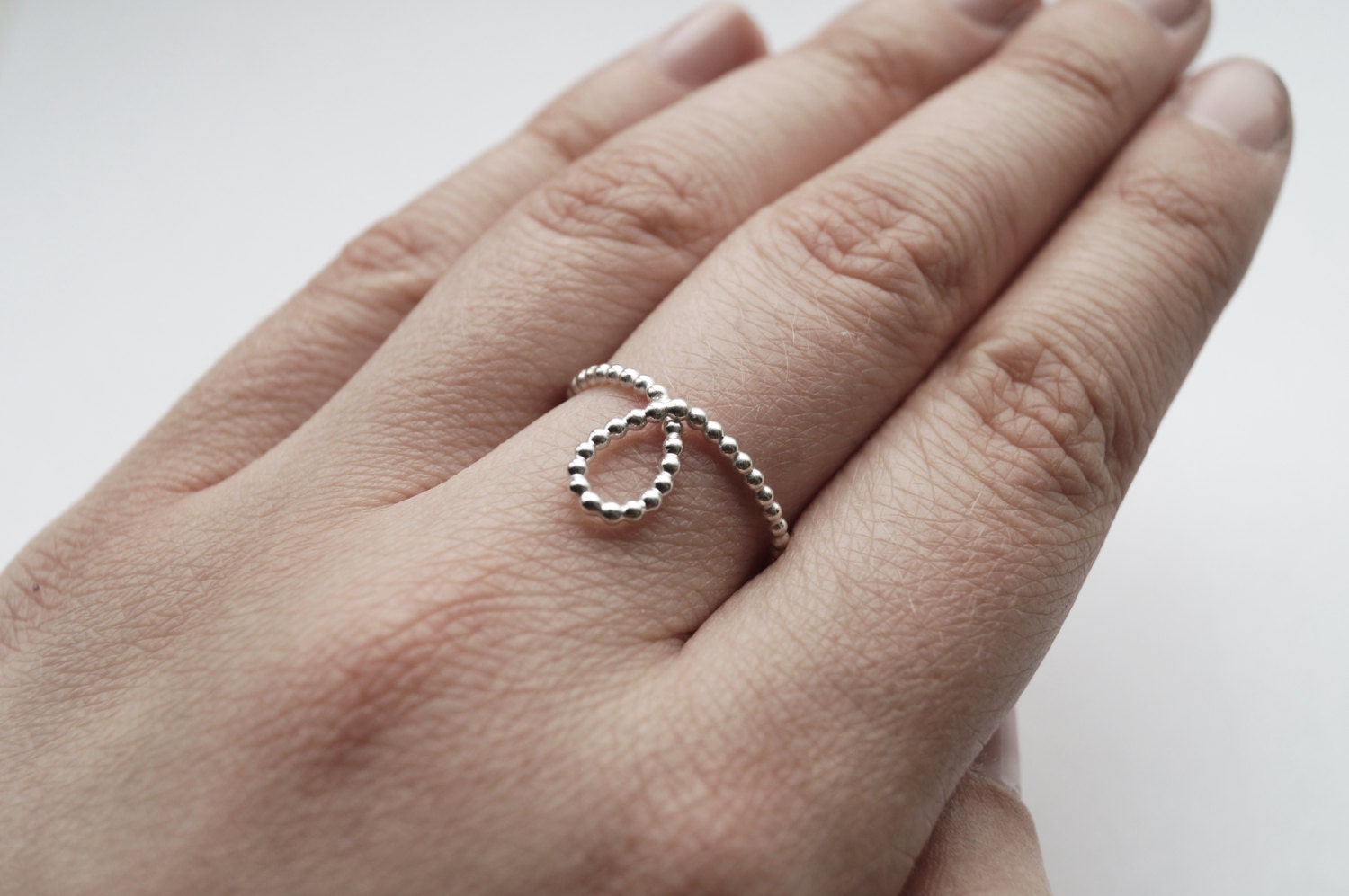 Recycled Looped Beaded Band Sterling Silver Ring