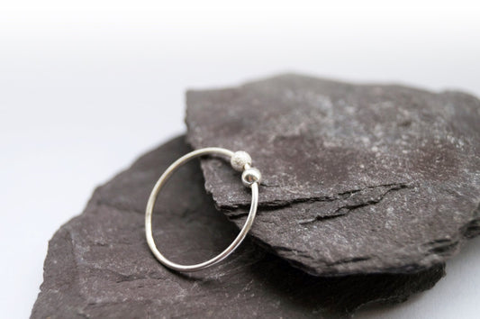 Fidget Ring Smooth & Frosted Beads Sterling Silver