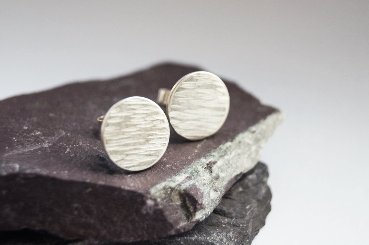 Hammered Disc Sterling Silver Earrings