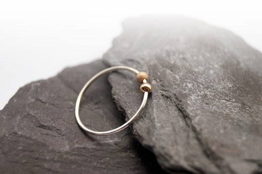 Fidget Ring Gold Filled Frosted & Smooth Beads Sterling Silver