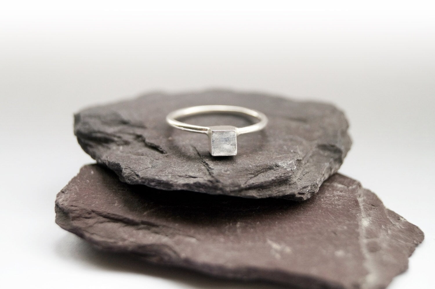 Recycled Sterling Silver Little Cube Ring