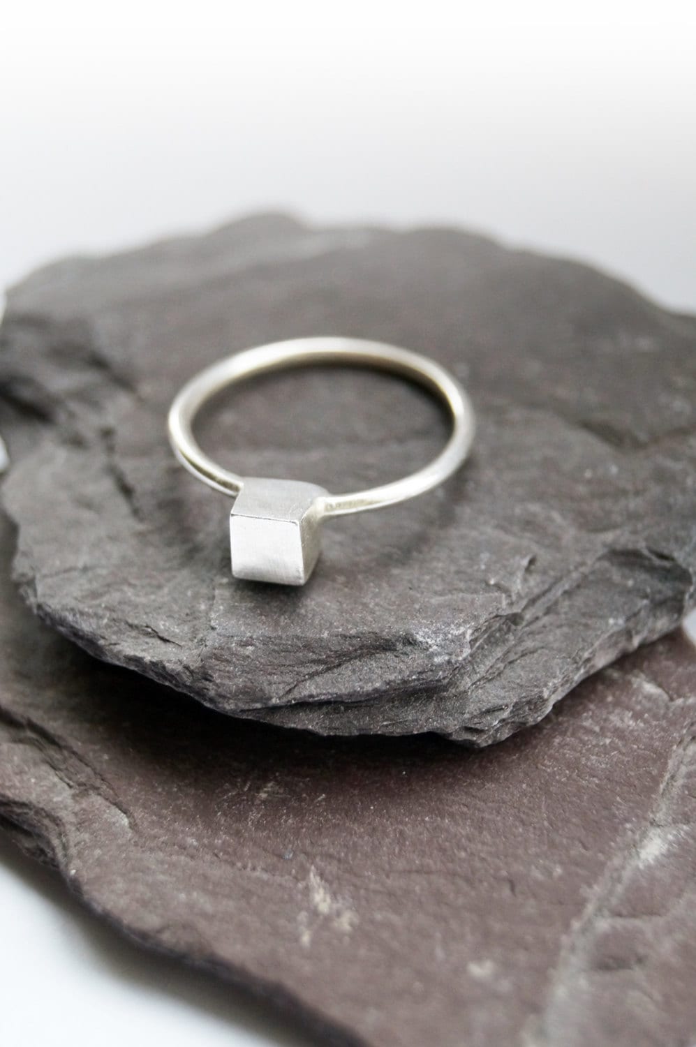 Recycled Sterling Silver Little Cube Ring