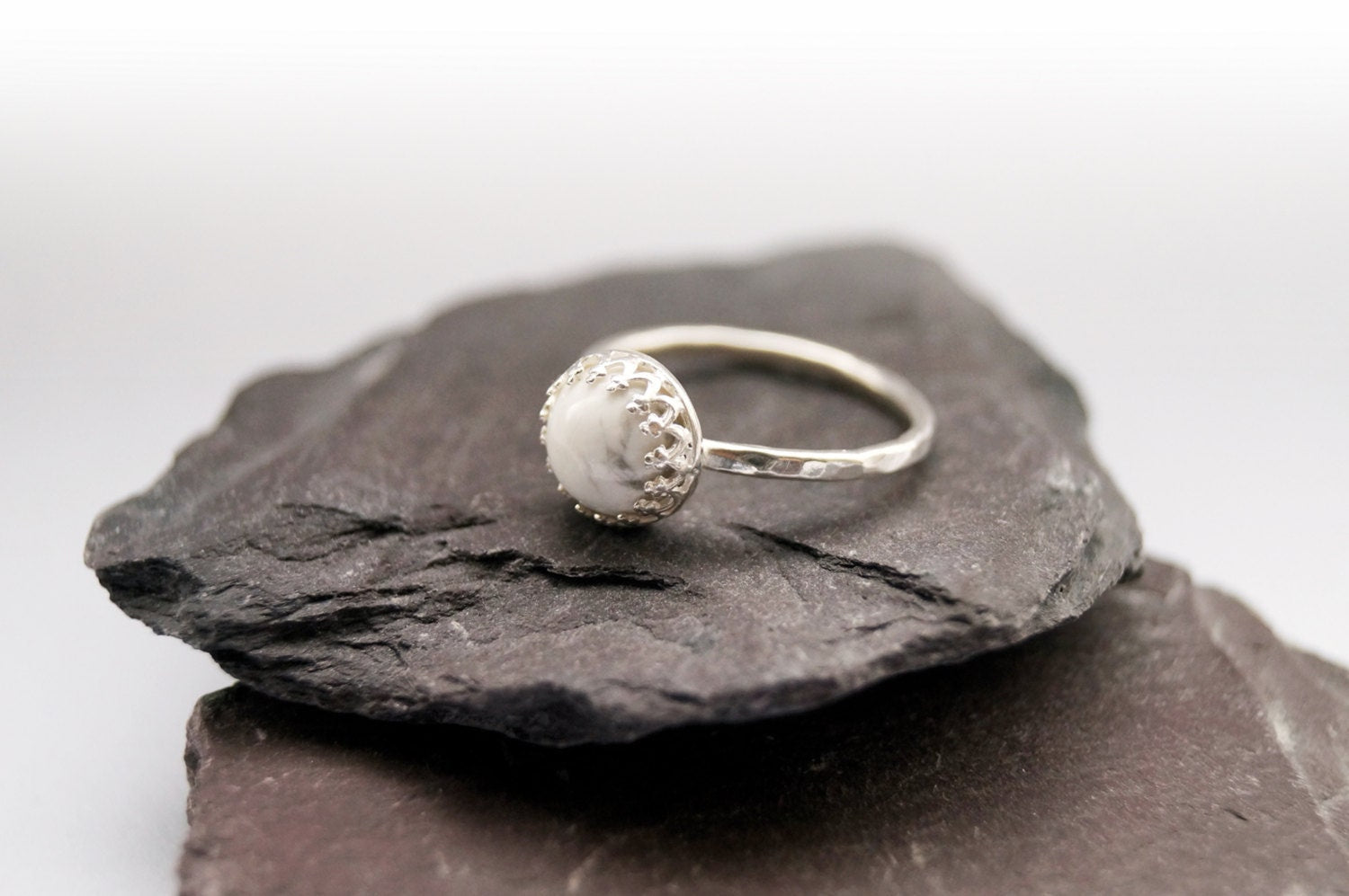 Dimpled Crown Recycled Sterling Silver Ring ~ statement ring, stacking ring, gemstone