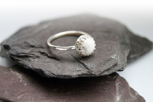 Dimpled Crown Recycled Sterling Silver Ring