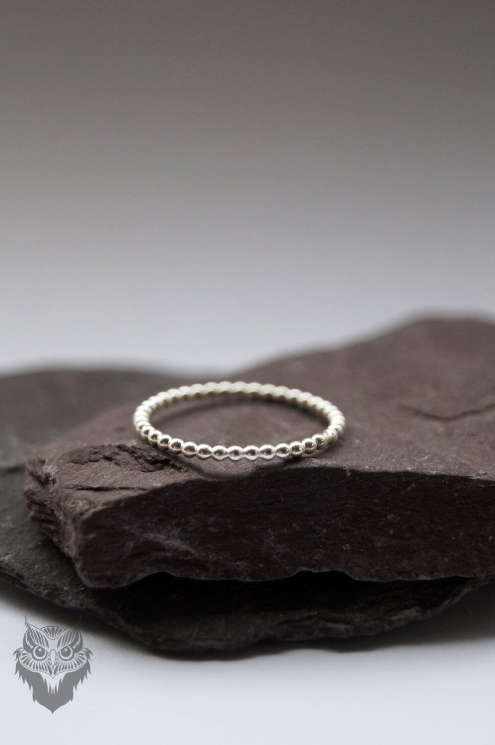 Beaded Band Recycled Sterling Silver Stacking Ring