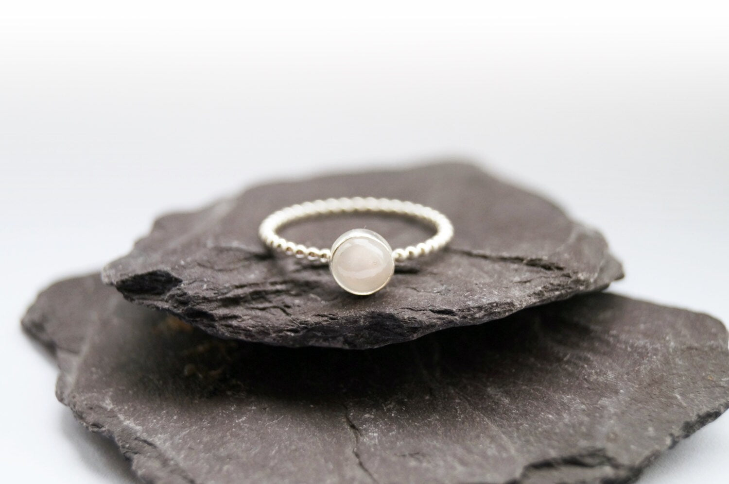 Opulence Moonstone Beaded Gemstone Recycled Sterling Silver Ring