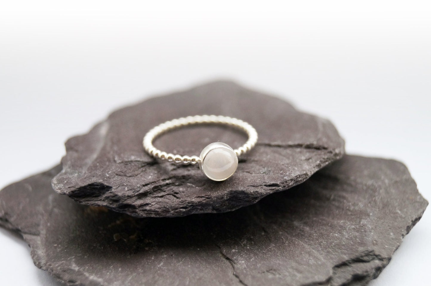 Opulence Moonstone Beaded Gemstone Recycled Sterling Silver Ring ~ statement ring, birthstone, solitaire ring, stackable