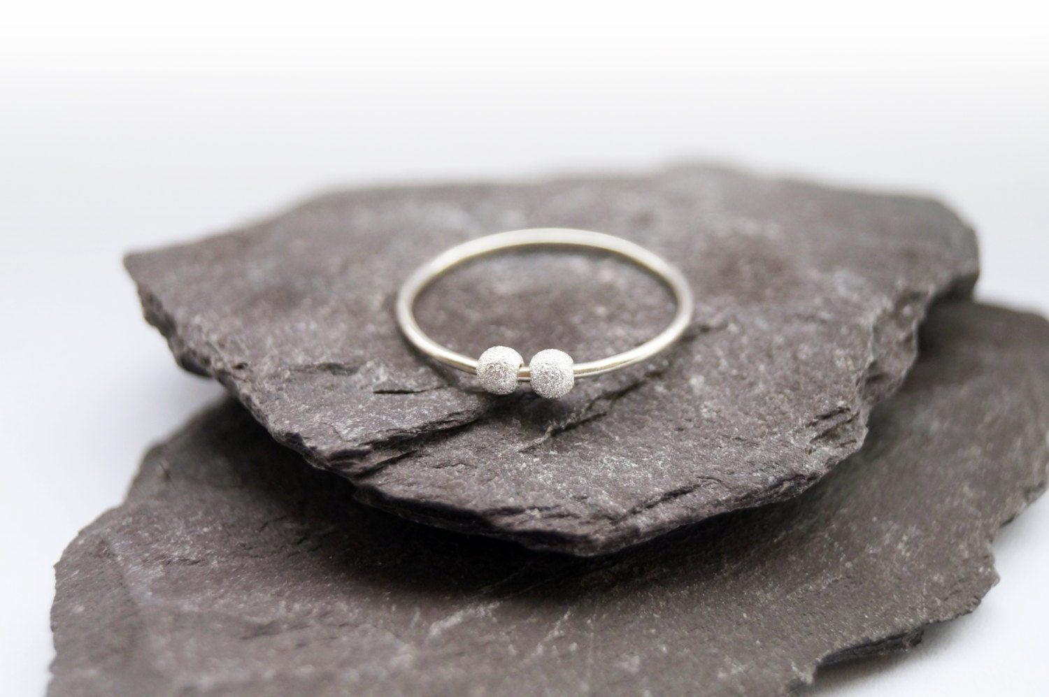 Fidget Ring Frosted Beads Sterling Silver