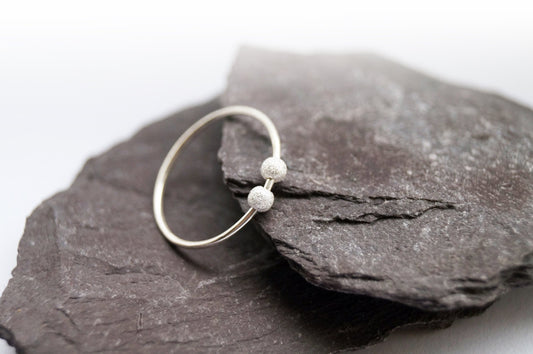 Fidget Ring Frosted Beads Sterling Silver