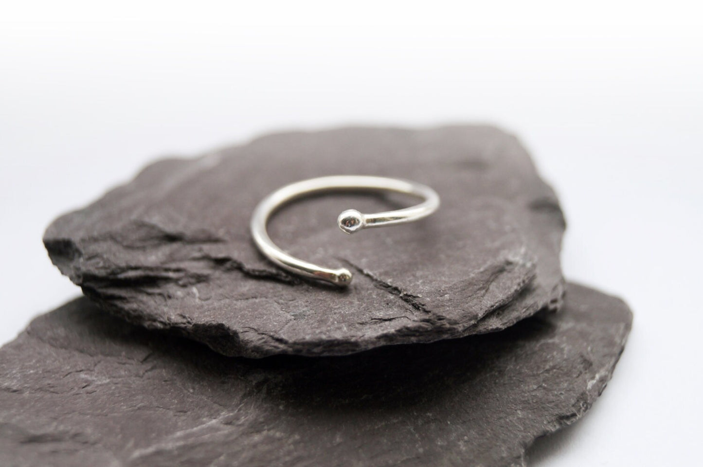 Adjustable Spheres Recycled Sterling Silver Open Ring