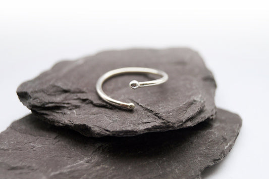 Adjustable Spheres Recycled Sterling Silver Open Ring