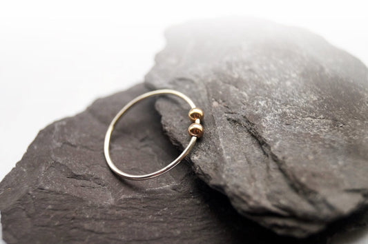 Fidget Ring Gold Filled Smooth Beads Sterling Silver