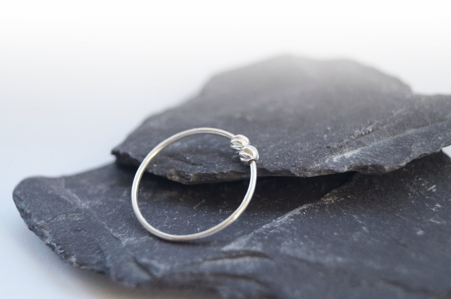 Fidget Ring Twisted Beads Sterling Silver