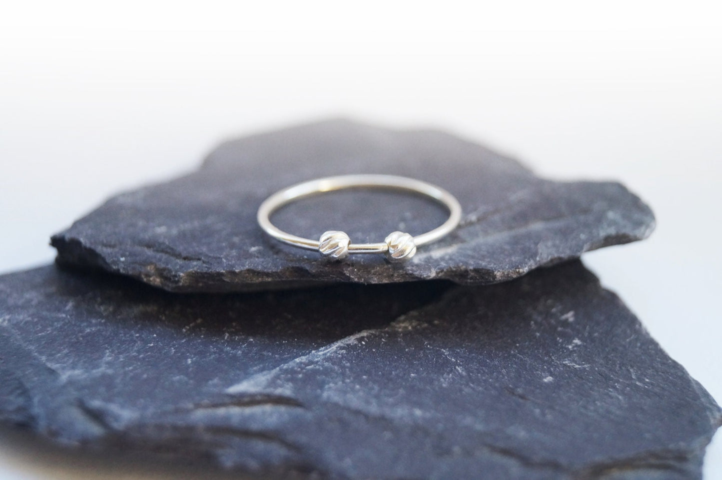 Fidget Ring Twisted Beads Sterling Silver ~ stackable, worry ring, spinner ring, anxiety, ADHD