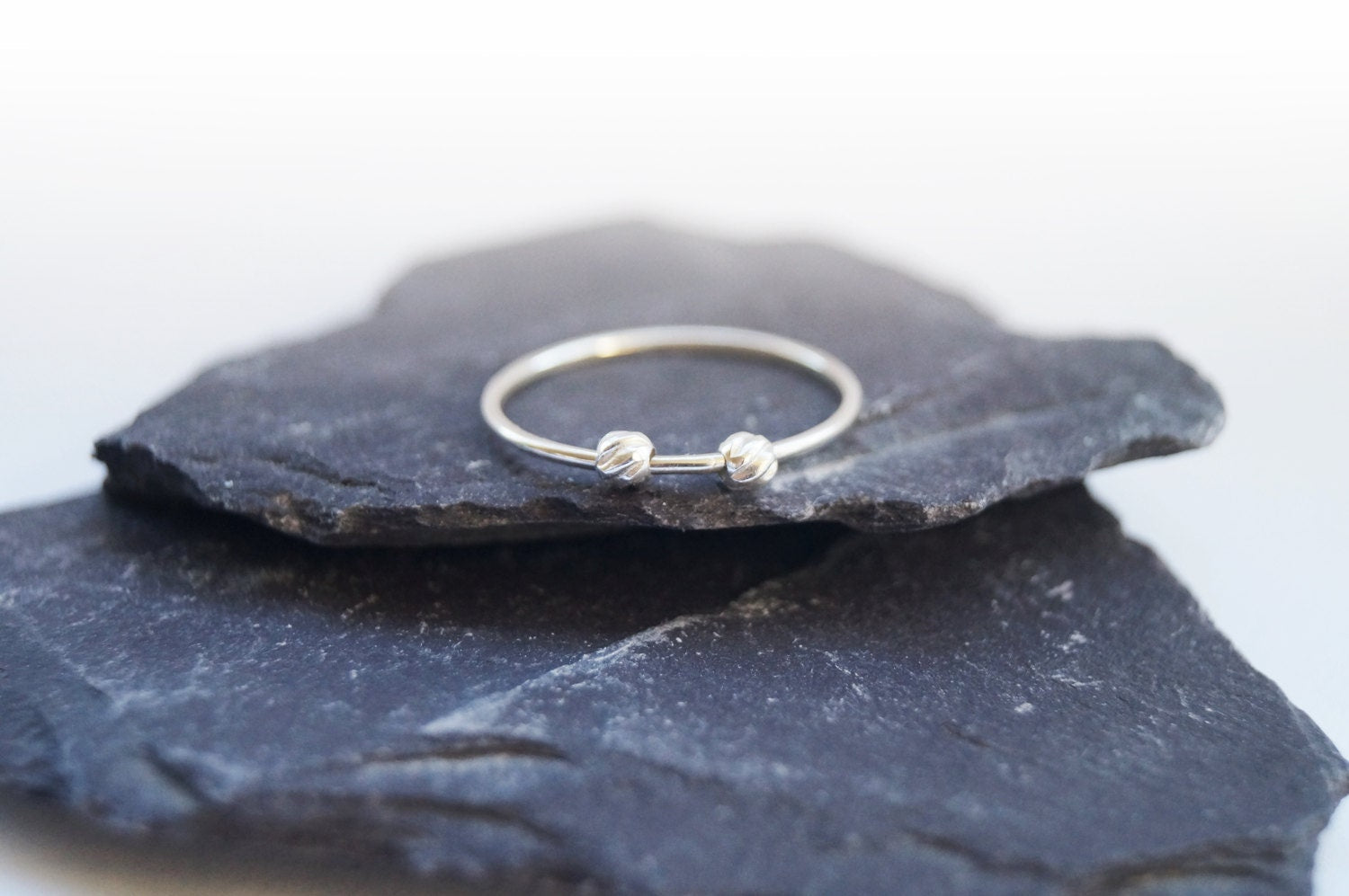 Fidget Ring Twisted Beads Sterling Silver ~ stackable, worry ring, spinner ring, anxiety, ADHD
