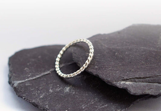Nautical Rope Sterling Silver Ring ~ stacking ring, stackable, statement ring, textured, wedding, modern