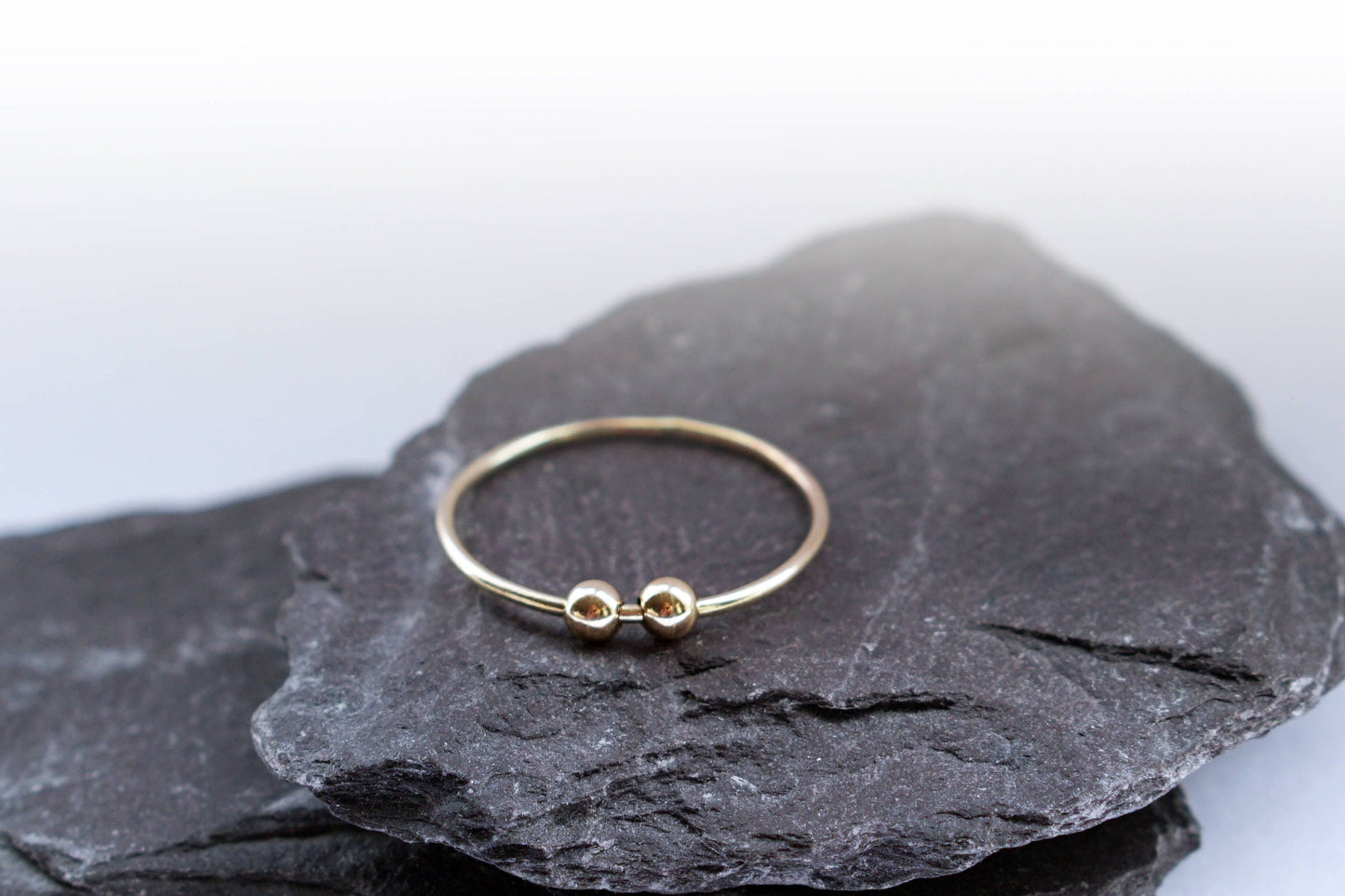 Fidget Ring Solid Recycled 9ct Gold Smooth Beads
