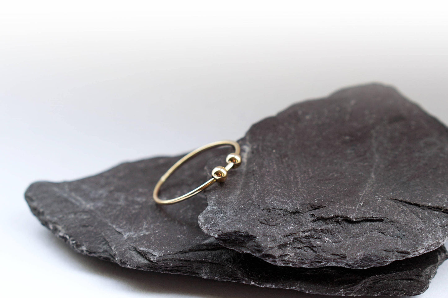 Fidget Ring Solid Recycled 9ct Gold Smooth Beads