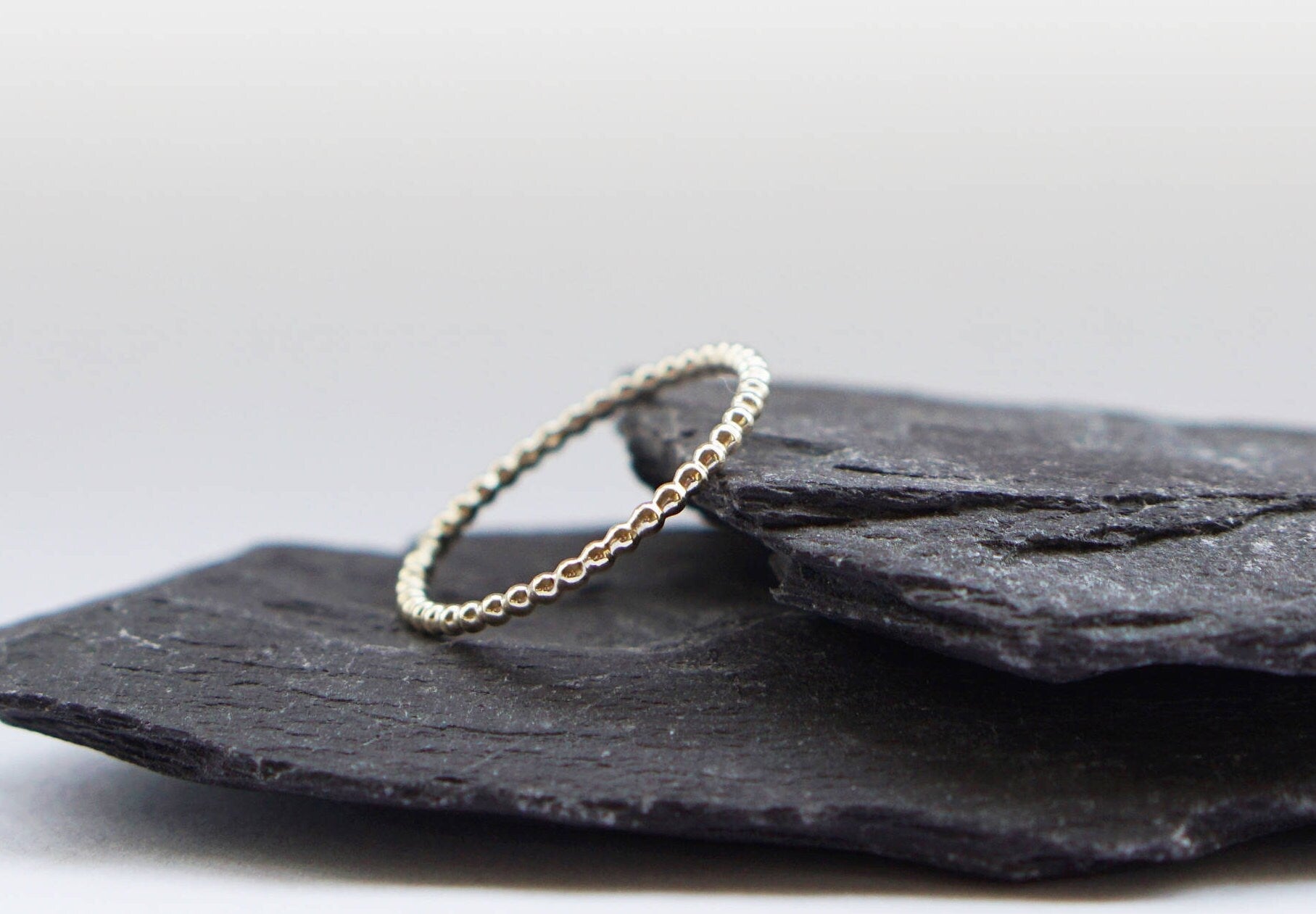 9ct Yellow Gold Beaded Band Stacking Ring