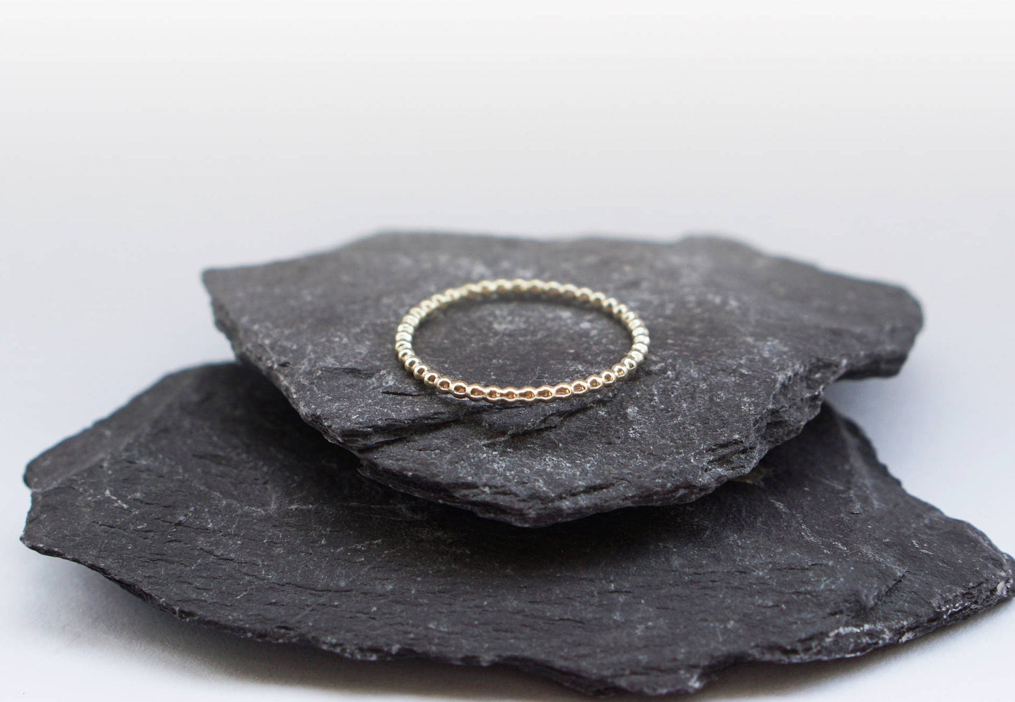 9ct Yellow Gold Beaded Band Stacking Ring