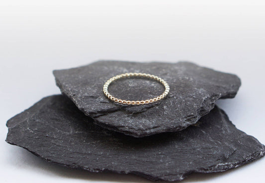 9ct Yellow Gold Beaded Band Stacking Ring